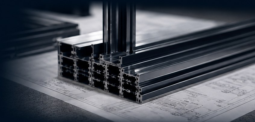 Aluminum system profiles on technical drawings